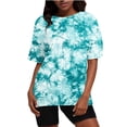 thumbnail image 1 of 2 Piece Sets for Women Fashion Casual Print Crewneck Short Sleeve Oversized T Shirt Drop Shoulder Tops And Shorts Sets, 1 of 5