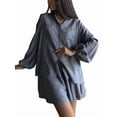 thumbnail image 1 of 2 Piece Sets for Women Matching Two Piece Fashion Oversized Shirts and Shorts Spring Outfit Gray S, 1 of 7