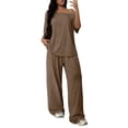 thumbnail image 1 of 2 Piece Sets for Women Plus Size Going out Round-Neck Short Sleeve And Long Pants Casual 2PC Sets, 1 of 6