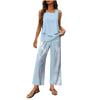 2 Piece Sets for Women Sleeveless Batwing Tops and Wide Leg Pants Breathable Comfy Summer Vacation Beach Lounge Set S-3XL