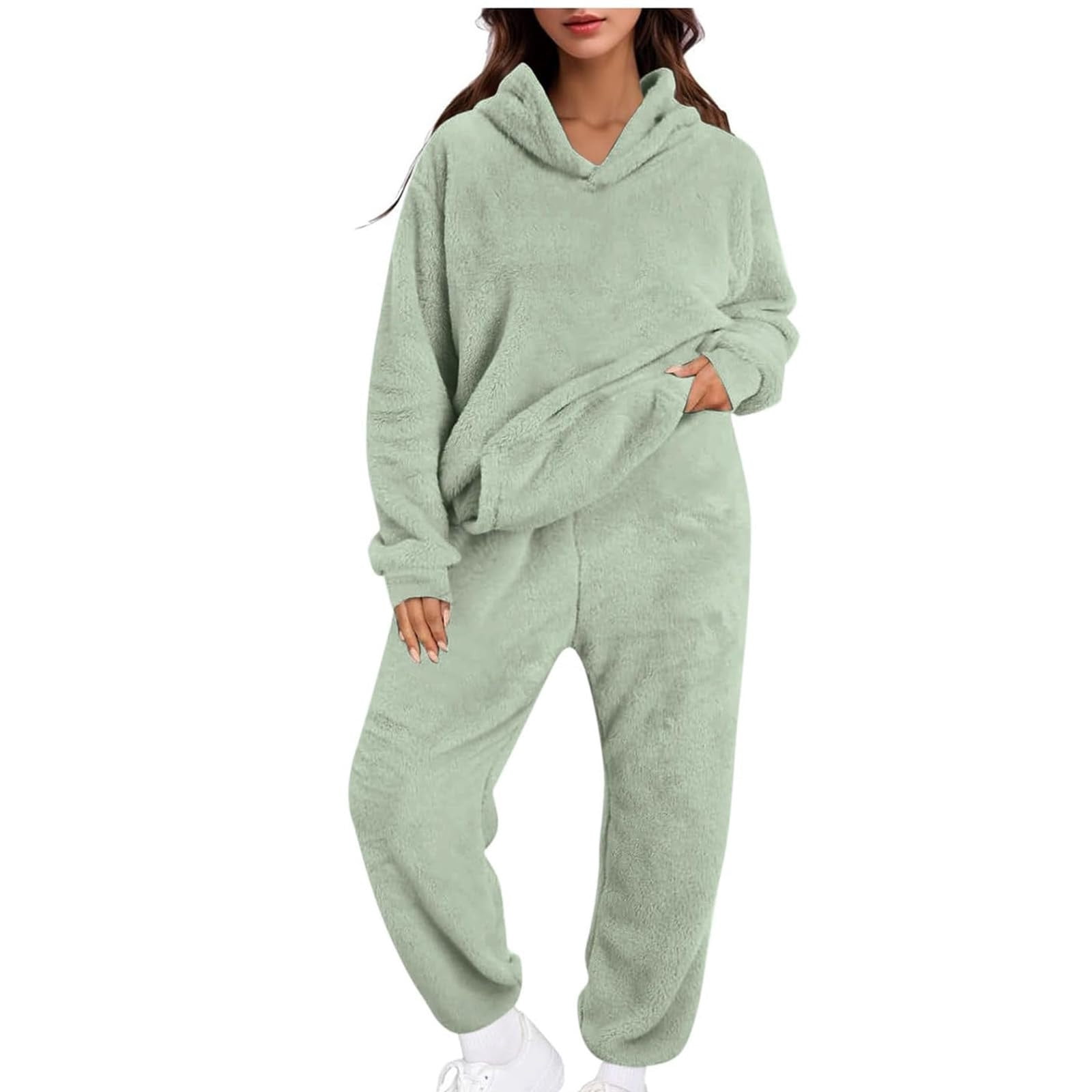Two-Piece Set with Oversized Hoodie and Trousers - Light Brown main image 1