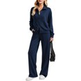 thumbnail image 1 of 2 Piece Sets for Women Stand Collar Zip Top and High Waist Wide Leg Pants, 2XL, 1 of 6