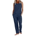 thumbnail image 1 of 2 Piece Sets for Women Summer Outfits Beach Vacation Clothes Wide Leg Crop Pants Navy L(L), 1 of 6