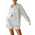 thumbnail image 1 of 2 Piece Sets for Women Summer Oversized White Shirt and Shorts Sets for Women 2 Piece Outfits Vacation Sets M, 1 of 7