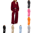 thumbnail image 1 of 2 Piece Sets for Women Trendy Lounge Sets for Women Travel Vacation Fall Outfits for Women Button Snap Mock Sweatshirt and Wide Leg Pant Sweat Suit S, 1 of 5