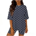 thumbnail image 1 of 2 Piece Sets for Women,Two Piece Short Set for Women Trendy Polka Dots Print Oversized T-Shirts Biker Shorts Summer Lounge Matching Outfits, 1 of 6
