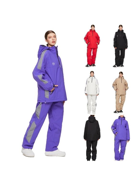 2 Piece Sets for Women Winter Hooded Ski Jacket and Pants Ski Suit Snowsuits Warm Waterproof Windproof Long Sleeve Outdoor Ski Sport Outfits Sets