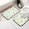 2 Piece Shaggy Bathroom Mat Sets Absorbent Toilet Rugs Contour Soft Non Slip Rug Purple Flowers
