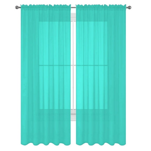 2 Piece Sheer Curtains Light Filtering Rod Pocket Window Curtain Voile Window Treatment Rod Pocket Curtain Panels for Bedroom and Living Room