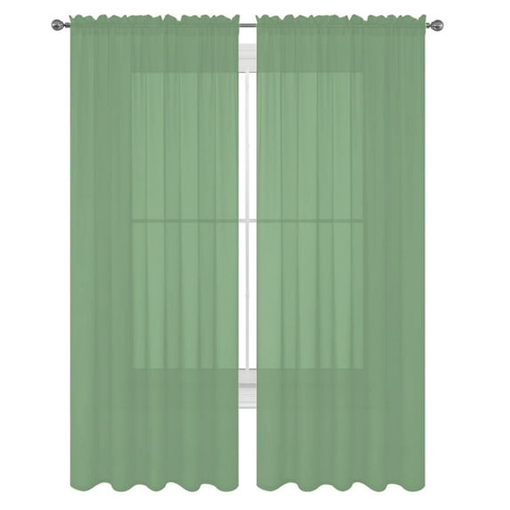 2 Piece Sheer Curtains Light Filtering Rod Pocket Window Curtain Voile Window Treatment Rod Pocket Curtain Panels for Bedroom and Living Room