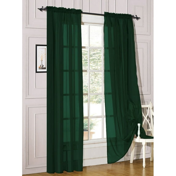 2 Piece Sheer Voile Rod Pocket Window Panel Curtain Drapes Many Sizes & Colors