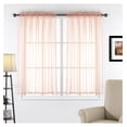 thumbnail image 1 of 2 Piece Sheer Voile Transparent Rod Pocket Window Curtain Panel Drape Tier Set (54" X 36", Salmon), 1 of 1