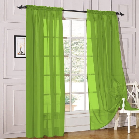 2 Piece Sheer Voile Window Curtains Drapes Set with Rod Pocket