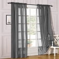thumbnail image 1 of 2 Piece Sheer Voile Window Curtains Drapes Set with Rod Pocket, 1 of 2