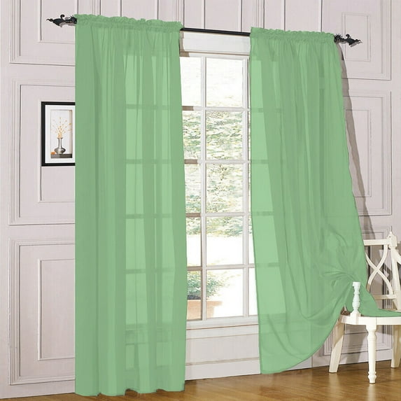 2 Piece Sheer Voile Window Curtains Drapes Set with Rod Pocket