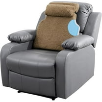 2 Piece Sherpa Fleece Lumbar Support Pillow for Recliner Chair, Memory Foam Lumbar Pillow with Headrest for Back Pain Relief, Back Support Cushion for Office Chair（Coffee）