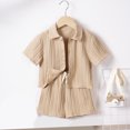 thumbnail image 1 of 2 Piece Shirt Sets for Toddlers Kids Casual Lightweight Going-Out Outfits 1-6 Years Boys Solid Short Sleeve Shirts Shorts Set with Pockets, 1 of 6