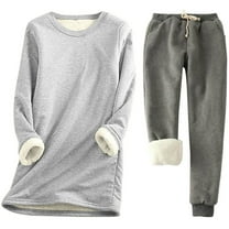 2 Piece Shorts Sets for Women Casual Womens Two Piece Outfits Fall Dressy Women's Solid Round Neck With Thickened Insulation Long Sleeved Top And Pocket Thickened Pants Set