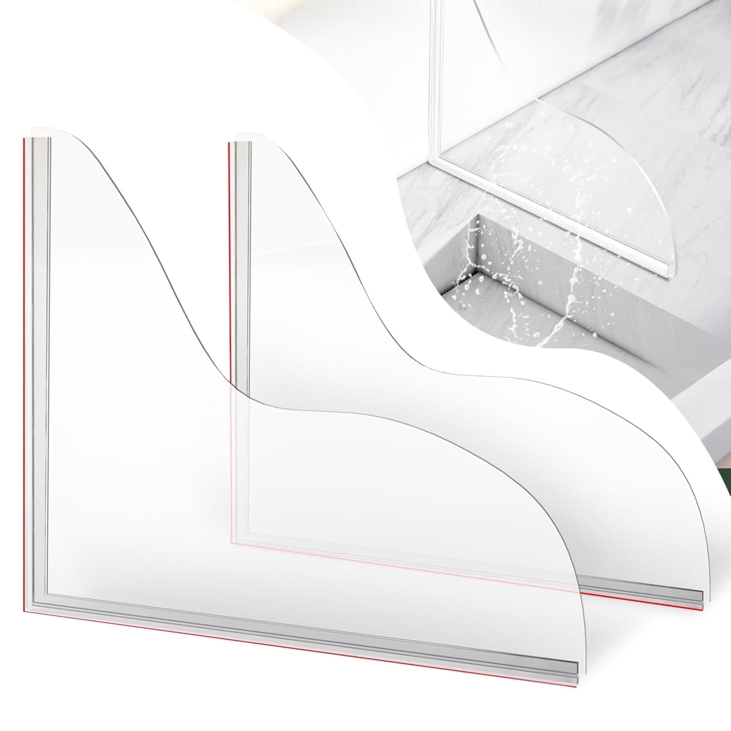 2-Piece Shower Splash Guard Set, Removable Waterproof Easy Installation ...