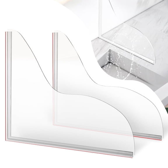 2-Piece Shower Splash Guard Set, Removable Waterproof Easy Installation, Large-Size Bathtub Splash Guard, Self-Adhesive Shower Corner Guard, Prevents Water Overflow from Shower Enclosures or Bathtubs