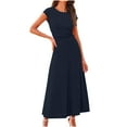 thumbnail image 1 of 2 Piece Skirt Set for Women Knit Ribbed Summer Outfits Short Sleeve Top with Long Skirts Elegant Suits, 1 of 9