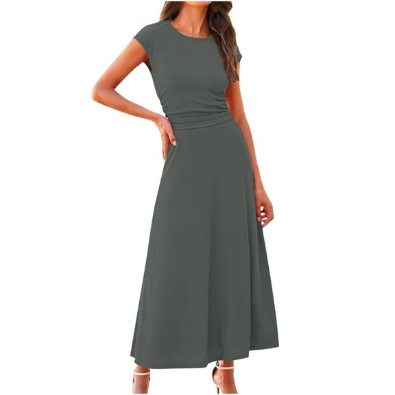 2 Piece Skirt Set for Women Knit Ribbed Summer Outfits Short Sleeve Top with Long Skirts Elegant Suits