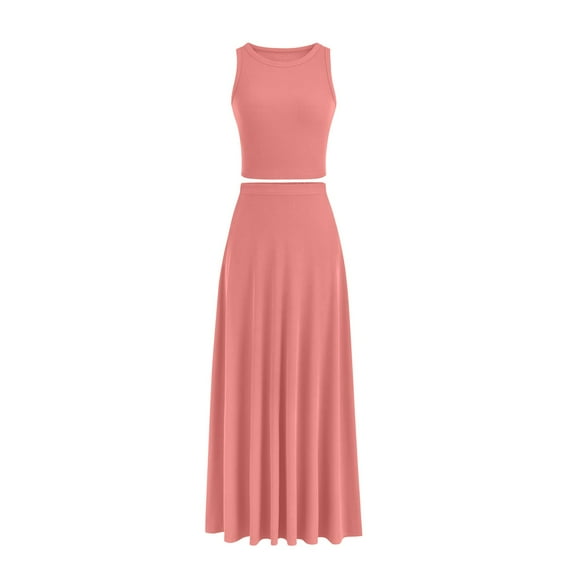 2 Piece Skirt Set for Women Sleeveless/Short Sleeve Top with Flowy Maxi Skirts Elegant 2pc Dress Sets