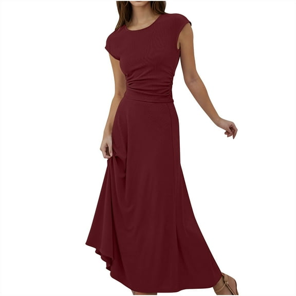 2 Piece Skirt Set for Women Sleeveless/Short Sleeve Top with Flowy Maxi Skirts Elegant 2pc Dress Sets