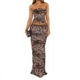 thumbnail image 1 of 2 Piece Skirt Sets Women Summer, Floral Sleeveless Tube Top Bodycon Maxi Skirts Y2k Going Out Outfits Leopard Print L, 1 of 7