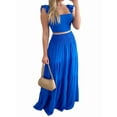thumbnail image 1 of 2 Piece Skirt Sets for Women 2025 Summer Spring Resort Vacation Curise Outfits Tank Top Maxi Skirt Set Royal Blue M, 1 of 6