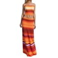 thumbnail image 1 of 2 Piece Skirt Sets for Women Summer Floral Sleeveless Tube Top Bodycon Maxi Skirts Y2K Vacation Going Out Outfits Orange L, 1 of 5