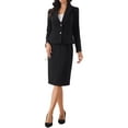 thumbnail image 1 of 2 Piece Skirt Suit Set for Women Long Sleeve Blazer Pencil Skirt Formal Work Business Outfits XS Black, 1 of 6