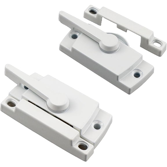 2-Piece Sliding Window Lock, Cam Sash Lock, Security Lock for Double Sliding Windows, Vinyl Sash Lock and Keeper Replacement for Vertical and Horizontal Sliding Windows