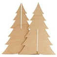 thumbnail image 1 of 2-Piece Slotted Wooden Christmas Tree 12 inch, Pack of 3 Unfinished Wood Cutouts for Crafts and Party Décor, by Woodpeckers, 1 of 6