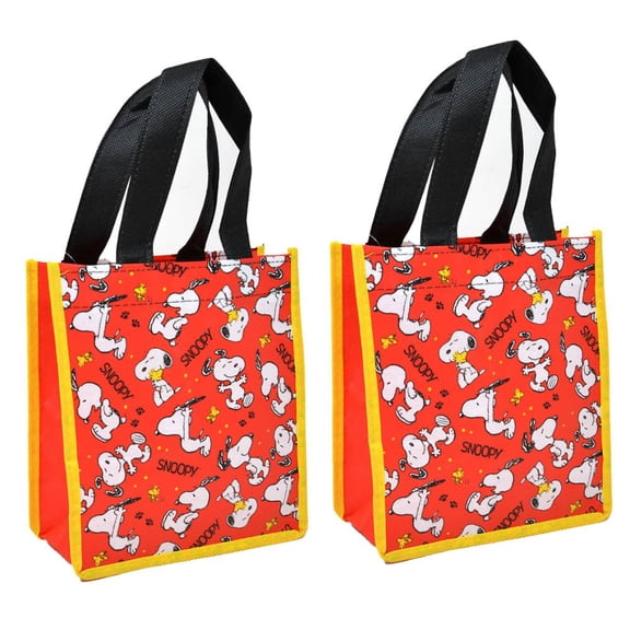 2 Piece Snoopy Small Eco Friendly Non-Woven Tote Bag with Shiny Printing