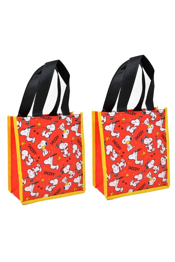 2 Piece Snoopy Small Eco Friendly Non-Woven Tote Bag with Shiny Printing