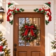 thumbnail image 1 of 2-Piece Snowman Christmas Door Frame Corner Decor, Peeking Holiday Door Topper Set with Evergreen Accent for Entryway, Doorway and Seasonal Holiday Home Decor, 1 of 5