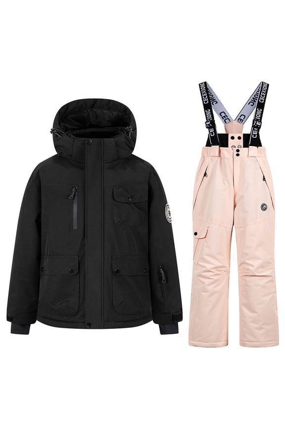 2 Piece Snowsuit Waterproof Ski Suit for 3-14 Years, Boys Girls Winter Puffer Ski Jacket and Snow Pants Set