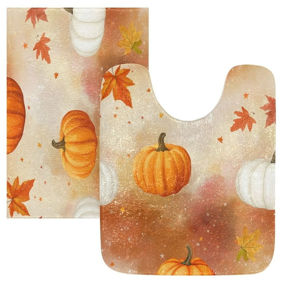 2 Piece Soft Bathroom Rug Set A Beautiful Autumn Scene Bath Mat and U-Shaped Toilet Contour Rug (16"x24"+20"x24")