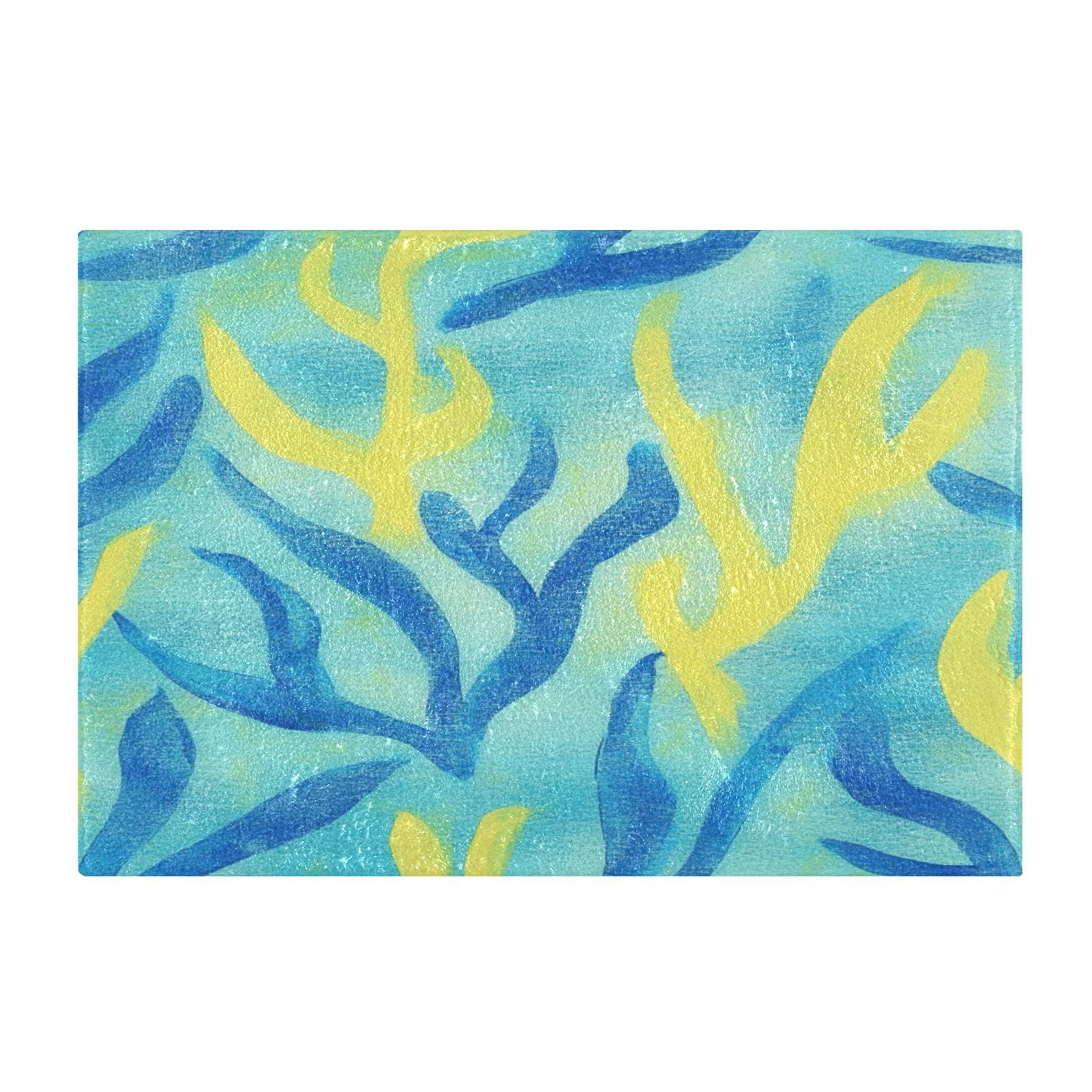 Swem Rug 2 Piece Soft Bathroom Rug Set Blue Seaweed Drawing Bath Mat and U ...