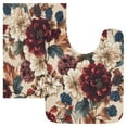 thumbnail image 1 of 2 Piece Soft Bathroom Rug Set Burgundy Hydrangeas Bath Mat and U-Shaped Toilet Contour Rug (16"x24"+20"x24"), 1 of 8