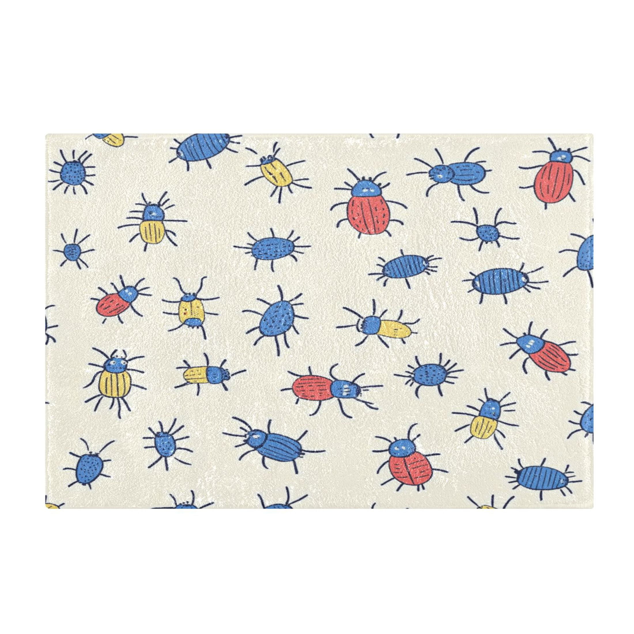 2 Piece Soft Bathroom Rug Set Cartoon Bugs Bath Mat and U-Shaped Toilet ...