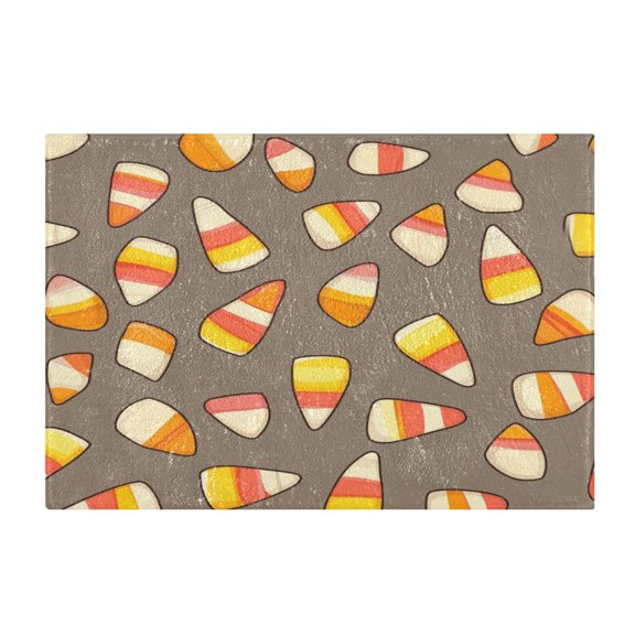 Soft Bathroom Rug Set Cartoon Candy Corn Bath Mat and U-Shaped Toilet Contour Rug (16"x24"+20"x24")