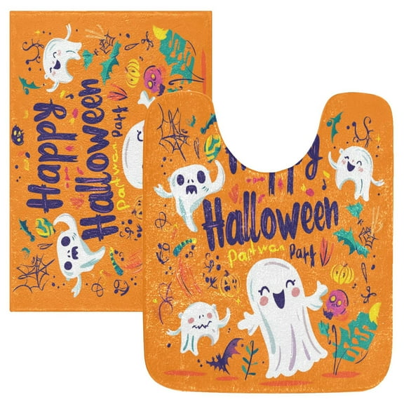 2 Piece Soft Bathroom Rug Set Cartoon Characters Bath Mat and U-Shaped Toilet Contour Rug (16"x24"+20"x24")