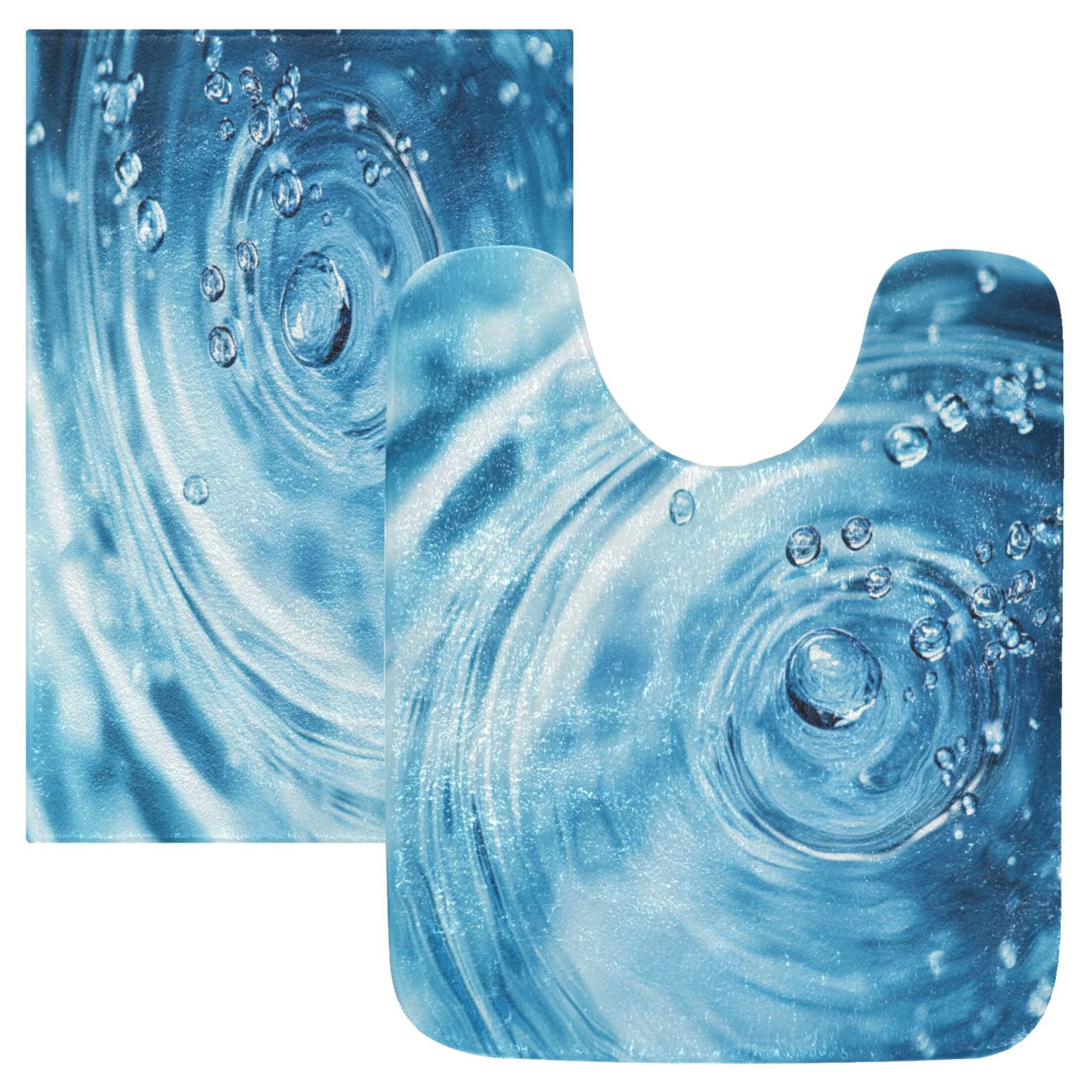 Mat Ripple 2 Piece Soft Bathroom Rug Set Circular Ripple Bath Mat and U-Shaped ...