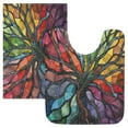 thumbnail image 1 of 2 Piece Soft Bathroom Rug Set Colorful Tree Branches Bath Mat and U-Shaped Toilet Contour Rug (16"x24"+20"x24"), 1 of 8