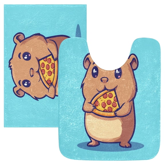 2 Piece Soft Bathroom Rug Set Cute Capybara Bath Mat and U-Shaped Toilet Contour Rug (16"x24" 20"x24")