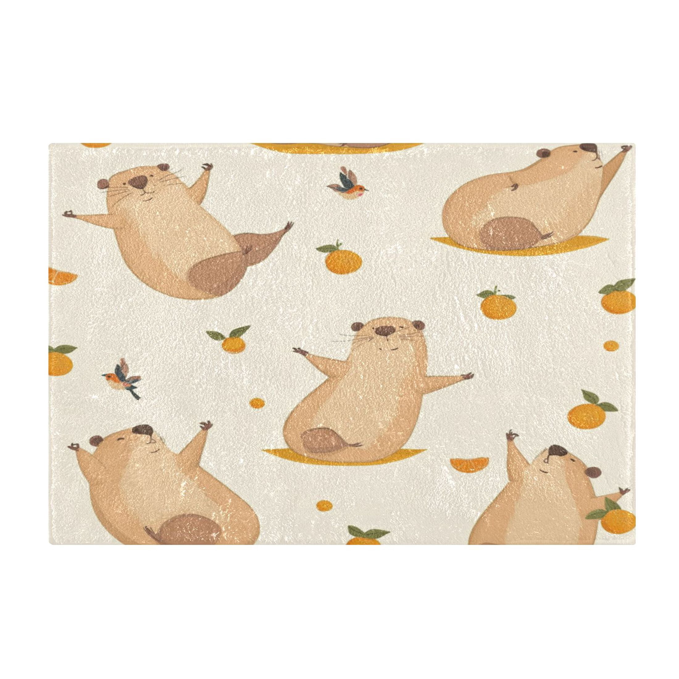 Capybara Rug Rectangle 2 Piece Soft Bathroom Rug Set Cute Capybara Yoga Poses Bath Mat and U ...