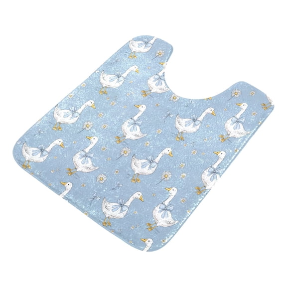 Soft Bathroom Rug Set Cute Geese and Daisies Bath Mat and U-Shaped Toilet Contour Rug (16"x24"+20"x24")