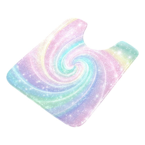 Soft Bathroom Rug Set Cute Pastel Rainbow Swirl Bath Mat and U-Shaped Toilet Contour Rug (16"x24"+20"x24")